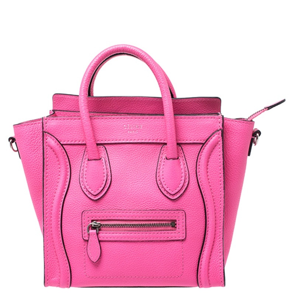 Authentic Celine pink nano luggage bag